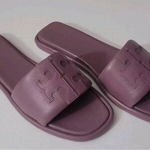 Tory Burch Lavender Purple Leather Slide Sandals